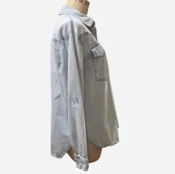 Jane & Delancey Light Wash Denim Button(snap)-Up Shirt. Sz Small. - Picture 5 of 8
